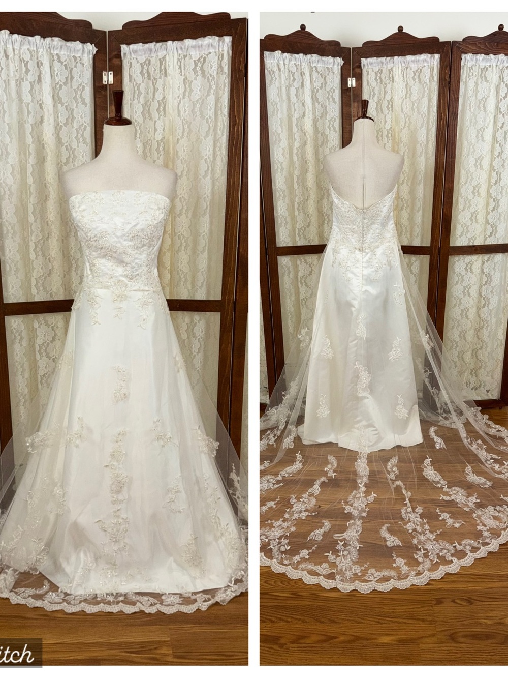 Gorgeous Vintage Y2K Romantic Bridal Lace Overlay Wedding Gown